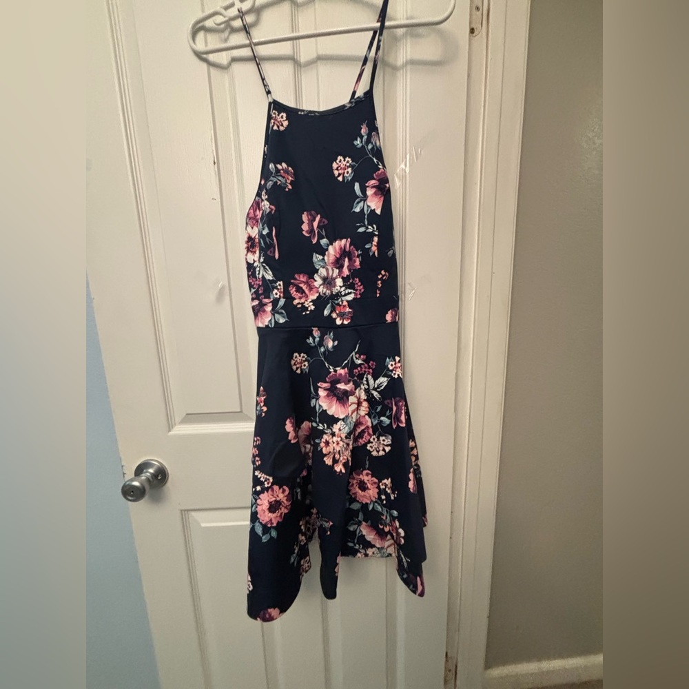 Speechless Navy and Blush Floral Dress